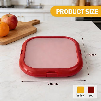 LYLHZRMDGC 2 Pack Reusable Silicone Storage Boxes, Avocado Saver & Onion Storage for Avocado, Cut Onions, Tomatoes, Garlic and Leftovers in Fridge (Red/Yellow)