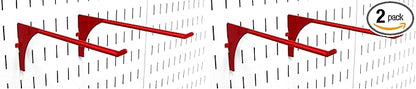 Wall Control Pegboard 9in Reach Extended Slotted Hook Pair - Slotted Metal Pegboard Hooks Pegboard and Slotted Tool Board – Red (Pack of 2)