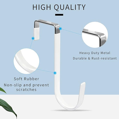 FYY Over the Door Hooks, 8 Pack Door Hangers Hooks with Rubber Prevent Scratches Heavy Duty Organizer Hooks for Living Room, Bathroom, Bedroom, Kitchen Hanging Clothes, Towels, Hats, Coats, Bags White