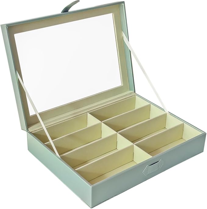 UnionPlus 8-Slots Sunglasses Case Organizer, Eyeglass Glasses Display Holder Collector, Multiple Sunglasses Storage Case, Pearly-lustre Green