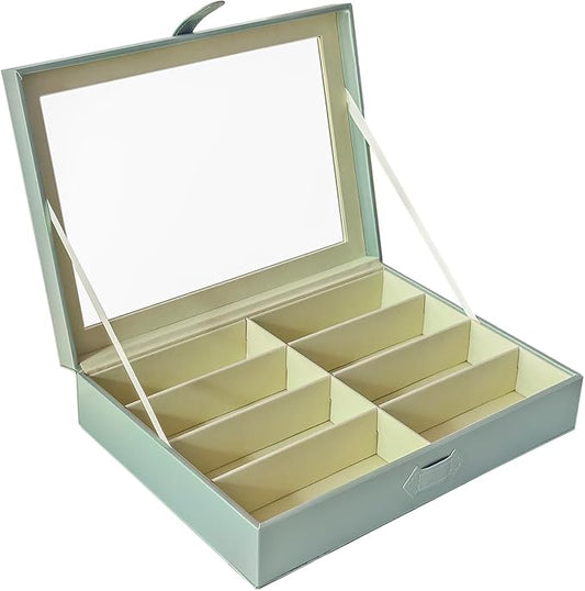 UnionPlus 8-Slots Sunglasses Case Organizer, Eyeglass Glasses Display Holder Collector, Multiple Sunglasses Storage Case, Pearly-lustre Green