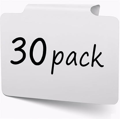 30 Basket Labels Clip On for Pantry Organization and Storage 3x4 in Baskets Bin Labels - Plastic Small Labels for Baskets - White Bin Clip Labels for Baskets - Basket Tags Dry Erase Bin Labels Clip On