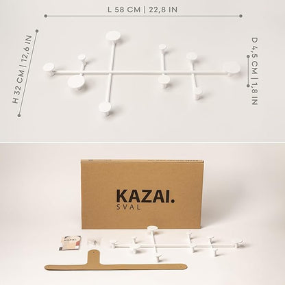 Kazai. 'Sval' Wall Wardrobe | Minimalist Coat Hook Design from Berlin | Modern Metal Wall-Mounted Coat Rack/Hooks | White