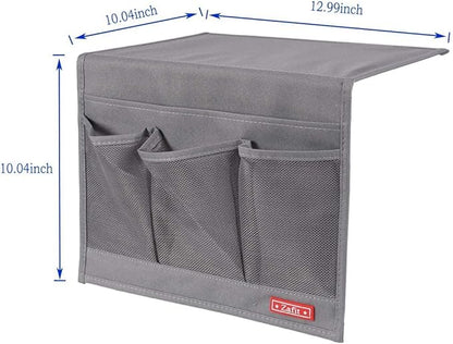 Zafit Bedside Storage Organizer, Table Cabinet Bedside Organizer Caddy for Remotes Phone Glasses (Classic 4 Pockets-Grey)