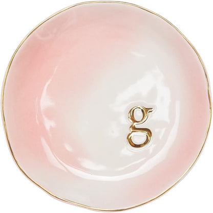COLLECTIVE HOME - Ceramic Jewelry Tray, Decorative Trinket Dish for Rings Earrings Necklaces Bracelet Watch Keys, Birthday Mother's Day Christmas Gift for Women, 4.75", Colored Surface (G)