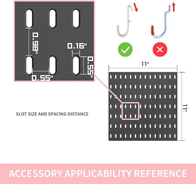 33"x22" Pegboard Combination Kit and 18 Accessories(Shelf Storage Bins Hook Brackets Clips) No Punching for Garage Kitchen Living Room Bathroom Office,Pegboard Wall Organizer (Black, 6)