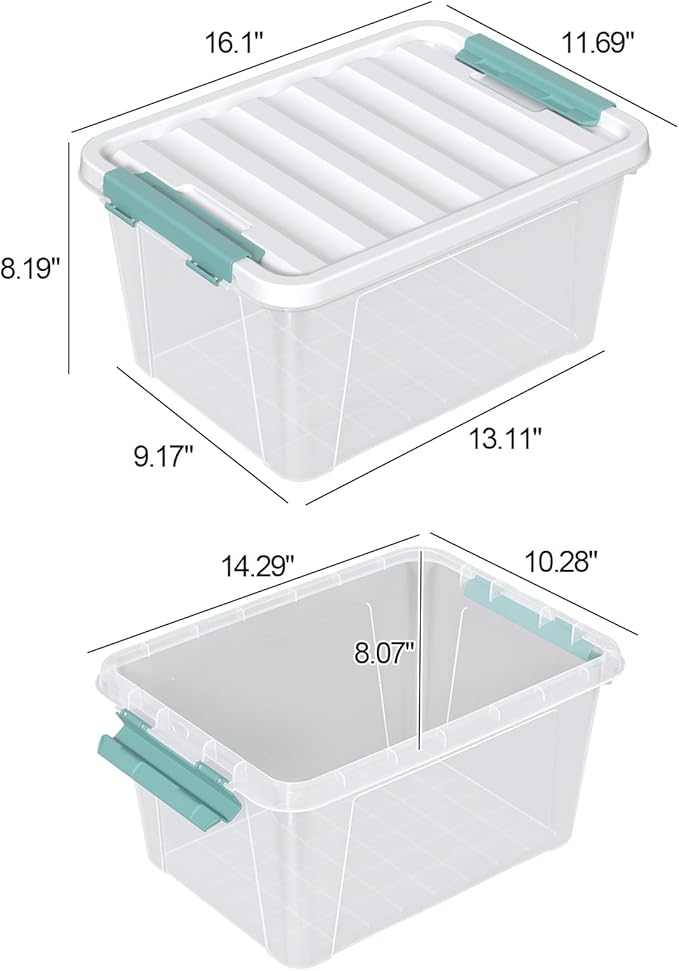 Loiycg 6 Pack Clear Latching Box with Lid, 20 Quart Plastic Storage Bin