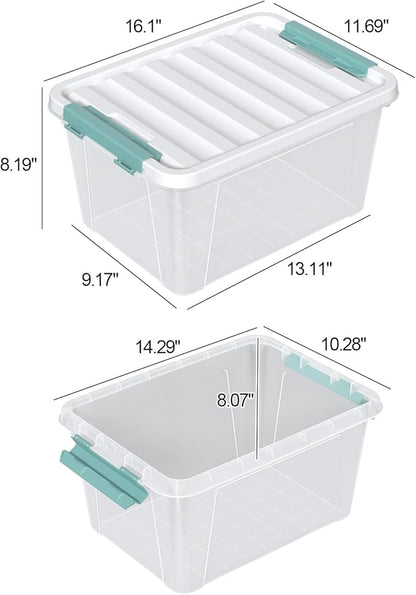 Loiycg 6 Pack Clear Latching Box with Lid, 20 Quart Plastic Storage Bin