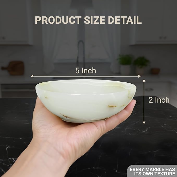 UrbanFocal Marble Ring Jewelry Dish Tray - 5" Inch Trinket Dish for Rings Earrings Necklace, Keys, Watches, Vanity Organizer, Small Essentials Organizers, Onyx White