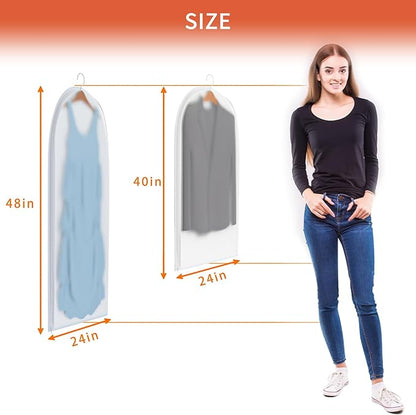 Clear Garment Bags for Hanging Clothes,40in Dress Clothing Suit Coat for Sweater Closet Storage Translucent Garment Dress Hanging Garment Bags Clothes Covers (6-Pack)