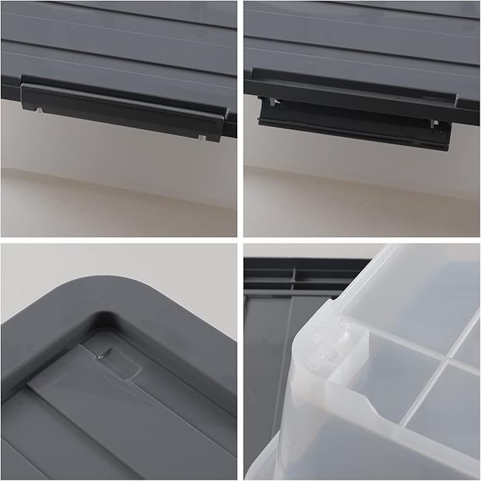 CadineUS 3-pack 40 Quarts Large Plastic Under Bed Boxes with Wheels, Shallow Storage Tote Bins