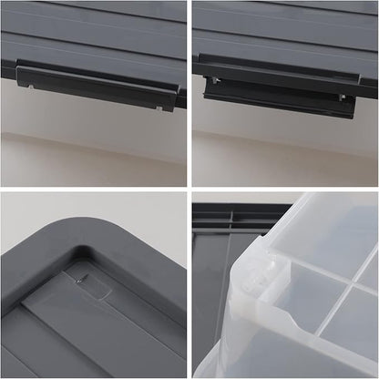 CadineUS 3-pack 40 Quarts Large Plastic Under Bed Boxes with Wheels, Shallow Storage Tote Bins