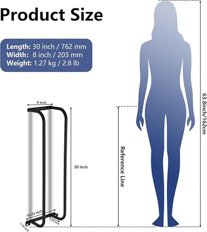 BWE Black Towel Racks for Bathroom, Stainless Steel Towel Holder for Rolled Towels, Wall Mounted Bathroom Towel Storage Holds Up 6 Large Bath Sheets, with 2 Hooks