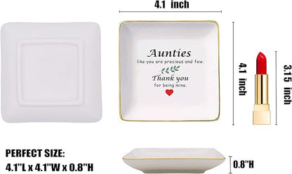 Mother's Day Gift for Aunt-Auntie Gift-Auntie Like You Are Precious and Few-Wedding Gift-Birthday Gift-Christmas Gift for Aunt-Aunt Gift-Ceramic Jewelry Tray,Trinket Holder,Ring Dish