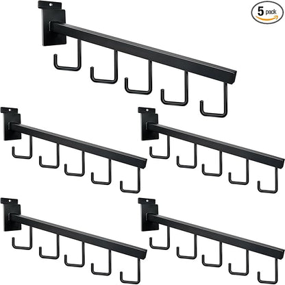 5 Hooks Slatwall Hooks Accessories, 5 Pack 13.7 Inch Heavy Duty Waterfall Slatwall Hangers Rectangular Tube Slat Wall Clothes Hooks for Display Clothing Retail Shop Garage