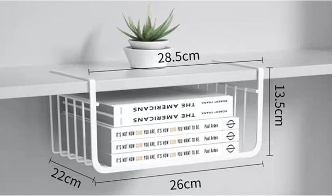 Under Shelf Storage Basket, Pantry Organizers and Laundry Room Organization Under Cabinet Multipurpose Metal Wire Basket for Kitchen, Office Desk (26cm/10.2in)