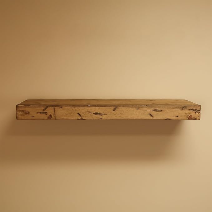 Urbandi Rustic Distressed Floating Shelves, Set of 2, Handmade Out of Pine Wood, 3 Inch Thick, Made in USA (Aged Oak, 24Lx3Hx6D)