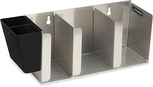 San Jamar Lid Organizer with Adjustable Dividers for Restaurants and Fast Food, Plastic, 14.5 Inches, Silver