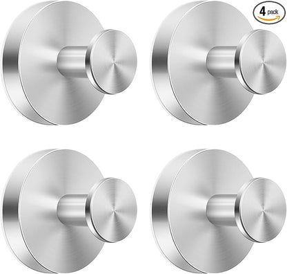GMYOO Suction Cup Hooks for Shower, Bathroom,Glass Windows,Tile – Towel, Loofah, No-Drill Wreath Hanger for Front Door Waterproof Hook Hold,Silver 4packs