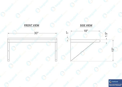 AmGood 30" Long X 18" Deep Stainless Steel Wall Shelf | NSF Certified | Appliance & Equipment Metal Shelving | Kitchen, Restaurant, Garage, Laundry, Utility Room