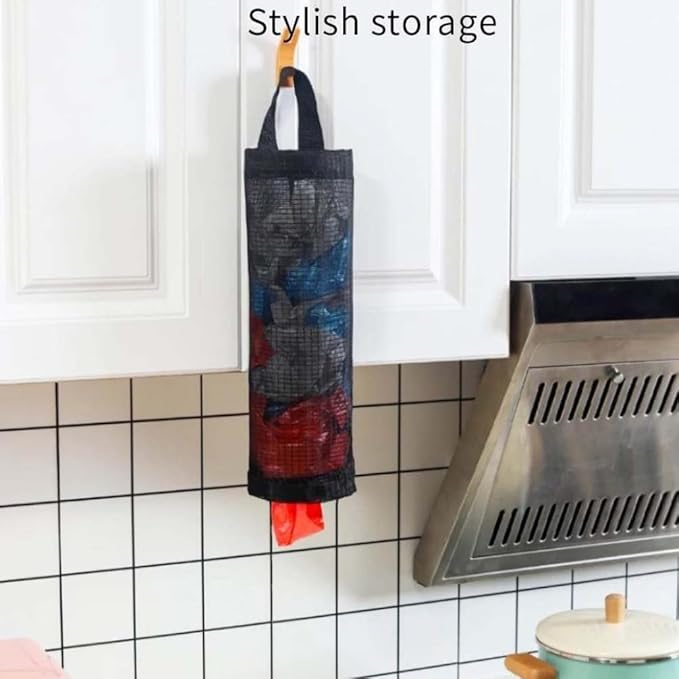 Plastic Bag Holder, 3Pcs Hanging Trash Bag Dispenser, Garbage Storage Organizer for Home Kitchen Under Sink