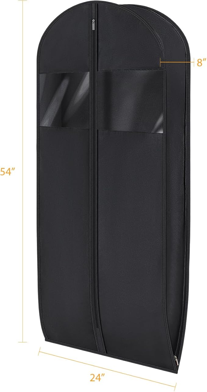 Syeeiex 54'' Garment Bags for Hanging Clothes with 8'' Gussets,Space Saving Hanging Garment Bag with Self Compression Zipper - Save 50% Space-Can Hold 6 Down Coats,8 Fur & Winter Coats,20 Shirts(2PCS)