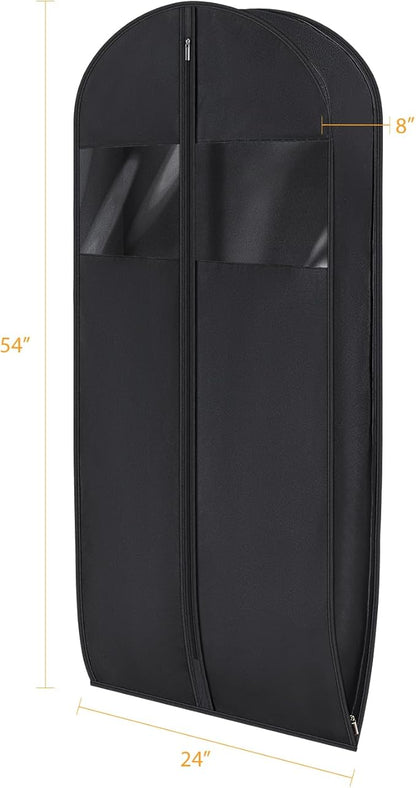 Syeeiex 54'' Garment Bags for Hanging Clothes with 8'' Gussets,Space Saving Hanging Garment Bag with Self Compression Zipper - Save 50% Space-Can Hold 6 Down Coats,8 Fur & Winter Coats,20 Shirts(2PCS)