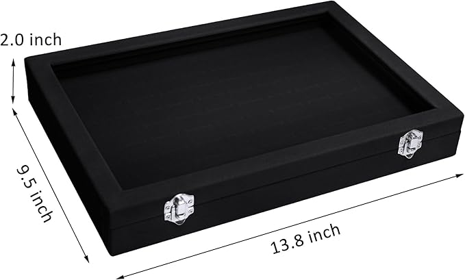 Rings Organizer Tray 100 Slot Velvet Ring Earring Storage Box TranSparent Cover Jewelry Store Ring Display Box Jewelry Display Cabinet for Girl Wife Mother