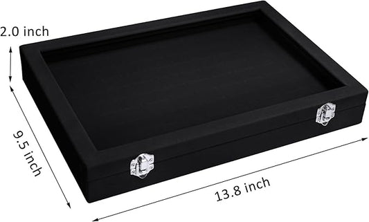 Rings Organizer Tray 100 Slot Velvet Ring Earring Storage Box TranSparent Cover Jewelry Store Ring Display Box Jewelry Display Cabinet for Girl Wife Mother
