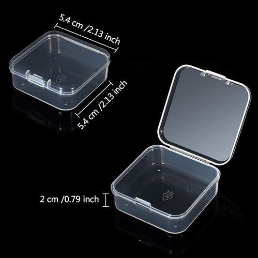 Jetec 18 Pieces Mini Plastic Clear Beads Storage Containers Box for Collecting Small Items, Beads, Jewelry, Business Cards, Game Pieces, Crafts (2.13 x 2.13 x 0.79 Inch)