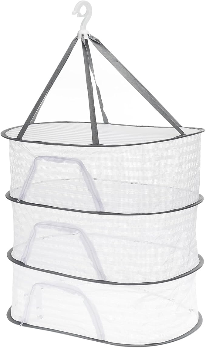 PATIKIL Folded Mesh Clothes Hanging Dryer, 3-Tier Sweater Drying Rack Folding Laundry Drying Rack for Indoor, Outdoor, Sweater, Clothing, 23.6" x 15.7" x 40.9"