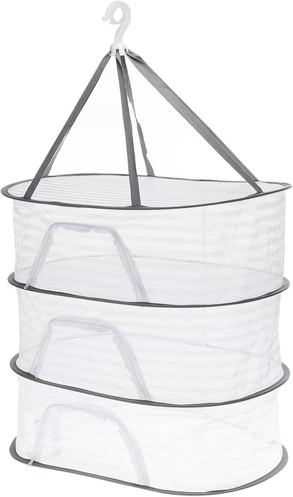 PATIKIL Folded Mesh Clothes Hanging Dryer, 3-Tier Sweater Drying Rack Folding Laundry Drying Rack for Indoor, Outdoor, Sweater, Clothing, 23.6" x 15.7" x 40.9"