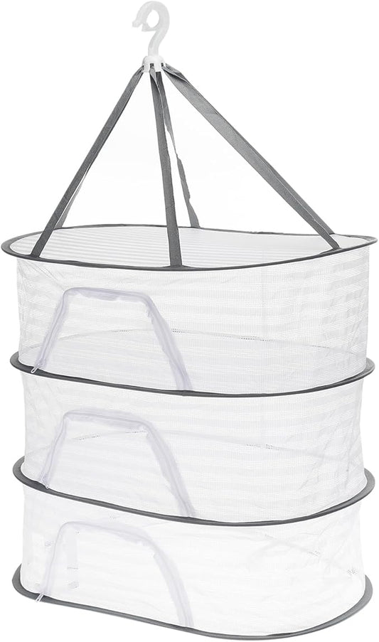 PATIKIL Folded Mesh Clothes Hanging Dryer, 3-Tier Sweater Drying Rack Folding Laundry Drying Rack for Indoor, Outdoor, Sweater, Clothing, 23.6" x 15.7" x 40.9"