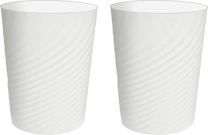 DAJITRE 1.8 Gallon Small Trash Can Wastebasket Recycling Bin Slim Profile for Compact Spaces Bathroom, Office, Bedroom, Kitchen (1.8 Gallon-2pack, White)