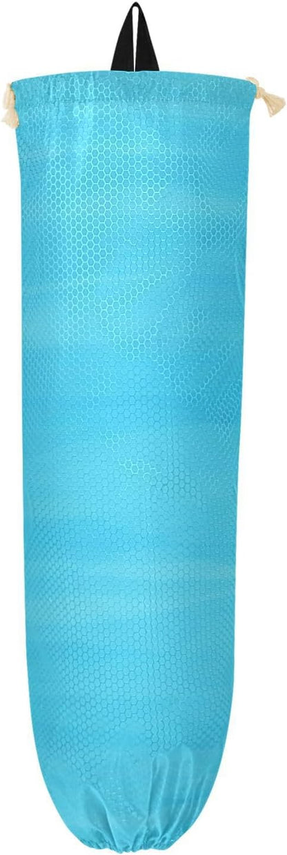 2 PCS Sky Blue Plastic Bag Holder - Wall Mount Grocery & Trash Bag Storage Organizer Dispenser - 22 x 9 Inch