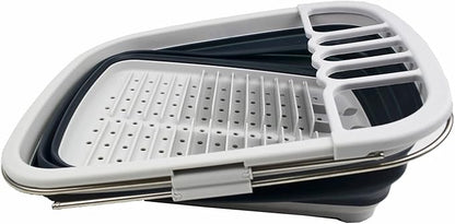 SAMMART 8L (2.11Gallons) Expandable Collapsible Dish Drainer - Foldable Drying Rack - Portable Dinnerware Organizer - Space Saving Kitchen Storage Tray (Grey/Slate Grey, 1)