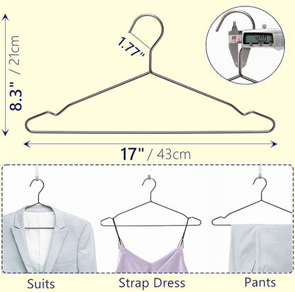 Amber Home 30 Pack 17" Strong Black Metal Wire Clothes Hangers, Heavy Duty Coat Hangers, Standard Suit Hangers for Jacket, Shirt, Dress (Black, 30)