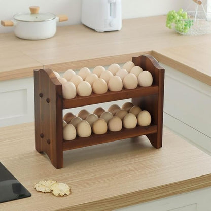 Egg Holder Countertop, Egg Storage and Egg Container for 36 Eggs, Fresh Egg Holder Countertop, Stackable Shelf Display Holder for Kitchen,Cute Egg Holder with Rustic Style, Light Brown