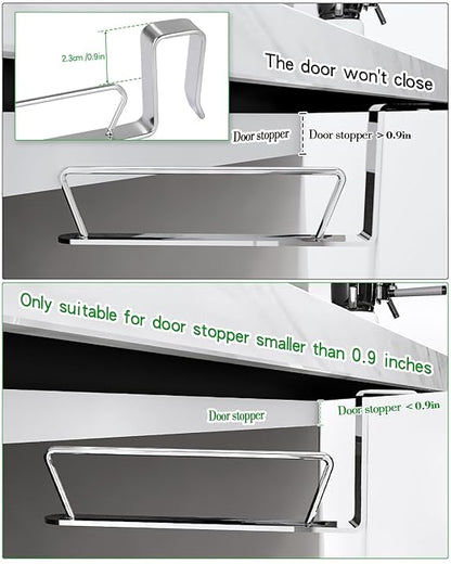 YQh Stainless Steel Cabinet Door Trash Bag Holder for Kitchen Cabinet Door and Drawer, Cabinet Door Hook Adjustable Spacing, Suitable for Plastic Bags with Handles Food Bags