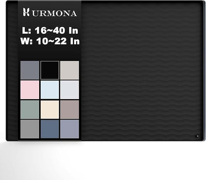 URMONA 40'' x 22'' Waterproof Silicone Under Sink Mat Cabinet and Counter Protector, Shelf Liner for Kitchen and Bathroom, Storage and Organizers, Litter Mat, Pet Cat Puppy Essentials（Black）