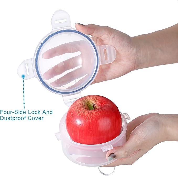 JUXYES Small Fruit and Vegetable Storage Containers With Lid, Plastic Onion Storage Keeper Containers for Fridge, Portable Fruit And Vegetable Savers Storage Containers for Onion Tomato Lemon Apple