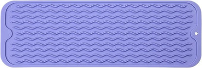 Silicone Dish Drying Mat for Multiple Usage,Easy clean,Eco-friendly,Heat-resistant Silicone Mat for Kitchen Counter,Sink,Bar,Bottle,or Cup Light Purple M 17 inches x 6 inches