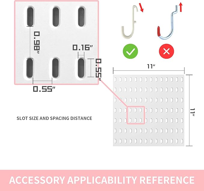 Pegboard Combination Kit and 13 Accessories(Shelf Hook Brackets Container) No Punching for Garage Kitchen Living Room Bathroom Office 22"x22",Pegboard Wall Organizer (Upgraded)