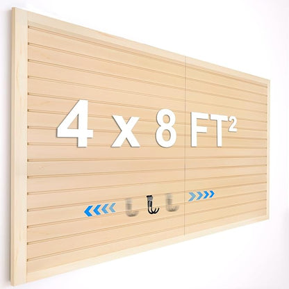 [8x4 Ft²] PVC Slat Wall Paneling, Adjustable Slatwall Panels with Coupling Structure, Slatted Wall Panel System with Customizable Storage Options, DIY Cutting & Easy-to-Install Slatwall Board Shelves