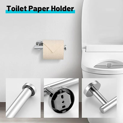 Chrome Bathroom Hardware Set,10 Pieces Towel Bar Towel Holder Set Includes Towel Bar, Toilet Paper Holder,Towel Ring and Towel Hook Wall Mount Bathroom Accessories Towel Racks for Bathroom