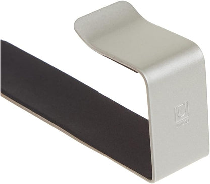 Umbra Schnook Heavy Duty Over The Door Hook for Coats, Robes, Towels, Clothes, Hats, Bags, Easy to Install and Damage Free, Space Saving Bathroom Hook, Nickel/Black