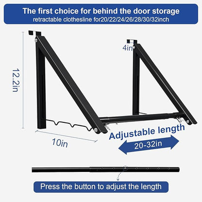 Over The Door Clothes Hanger,1.69 Inch Door Hook For Over The Door Drying Rack,Foldable Retractable Overdoor Hanger Hook For Bathroom,Laundry Room,Apartament And Bedroom