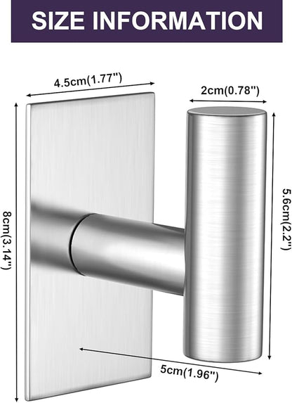VAEHOLD Wall Towel Hooks, Heavy Duty Sticky Holder Waterproof Towel Hooks for Hanging Coat, Clothes, Closet Hook Wall Mount for Kitchen (Silver, 4 Pack) | Heavy Duty, Sticky Holder, Waterproof, Towel Hooks, for Hanging Coat, Clothes