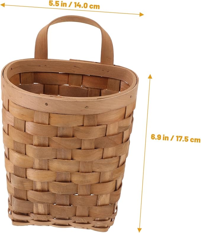 HEALLILY Woven Hanging Storage Baskets Wood Organizer for Kitchen Bathroom Bedroom Wall Mountable Natural Storage Bins for Cosmetics Kitchenware and Daily Essentials Carbonized Finish
