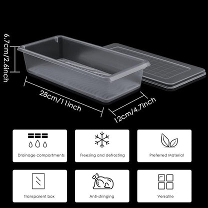 Nsmykhg Food Storage Containers, 6 Pack Fridge Organizer Case with Removable Drain Plate, Produce Containers to Keep Fruits, Vegetables, Meat, Fish Fresh and Dry